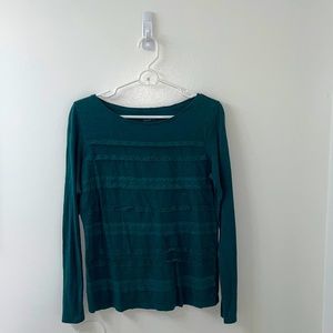 LOFT small long sleeve dark green top.